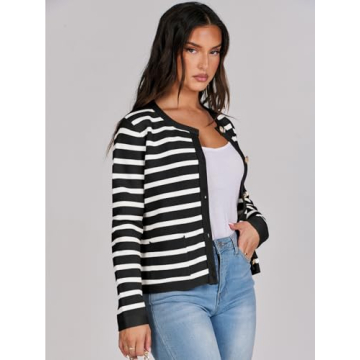 Stylish ANRABESS Striped Cardigan for Women - Fall 2024 Fashion