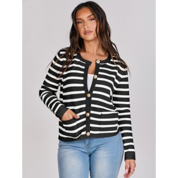 Stylish ANRABESS Striped Cardigan for Women - Fall 2024 Fashion