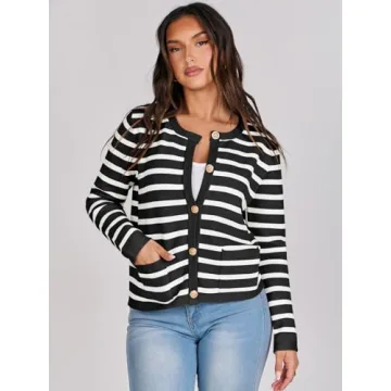 Stylish ANRABESS Striped Cardigan for Women - Fall 2024 Fashion