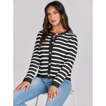 Stylish ANRABESS Striped Cardigan for Women - Fall 2024 Fashion