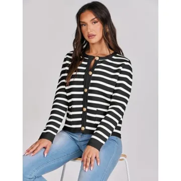Stylish ANRABESS Striped Cardigan for Women - Fall 2024 Fashion