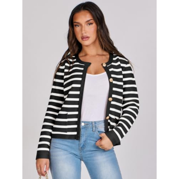 Stylish ANRABESS Striped Cardigan for Women - Fall 2024 Fashion