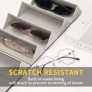 Aubeco Sunglasses Travel Case, Foldable 5 Slot Eyeglass Organizer, Hanging Storage Box for Women and Men