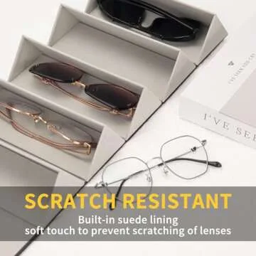 Aubeco Sunglasses Travel Case, Foldable 5 Slot Eyeglass Organizer, Hanging Storage Box for Women and Men