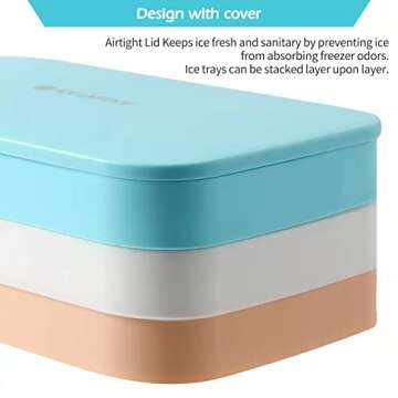 Updated Silicone Ice Cube Trays With Lid and Storage Bin, Easy-Release 2 * 32 Small Nugget Ice Tray with Spill-Proof Cover&Bucket,Ice Molds Maker for Cocktails & Whisky, Container, Scoop, BPA Free