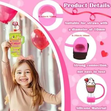 JX Kids Valentine Cards with Creative Straw Covers