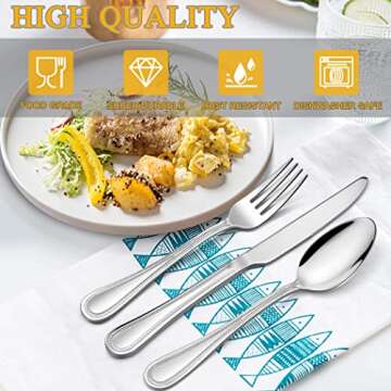 LIANYU Silverware Set for 4, 20-Piece Stainless Steel Flatware Set, Fancy Cutlery Eating Utensils wi...