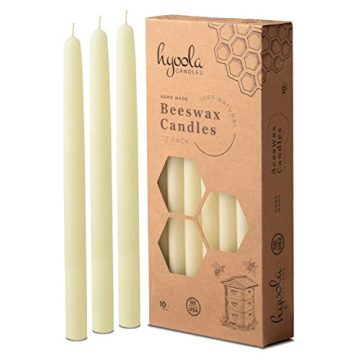 Hyoola 10 Inch Pure Beeswax Taper Candles 12 Pack
