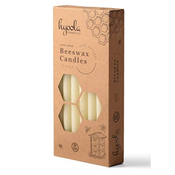 Hyoola 10 Inch Pure Beeswax Taper Candles 12 Pack