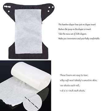 ALVABABY Diaper Liner for Baby Cloth Diapers Natural Soft Disposable Diaper Liners 11.8x7.1 Inch Fragrance Free Chlorine Free 400 Sheets