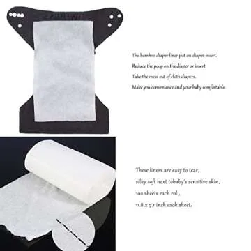 ALVABABY Diaper Liner for Baby Cloth Diapers Natural Soft Disposable Diaper Liners 11.8x7.1 Inch Fragrance Free Chlorine Free 400 Sheets
