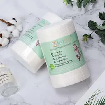 ALVABABY Diaper Liner for Baby Cloth Diapers Natural Soft Disposable Diaper Liners 11.8x7.1 Inch Fragrance Free Chlorine Free 400 Sheets