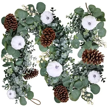 Elegant 5.9' Artificial Eucalyptus & Pumpkin Garland