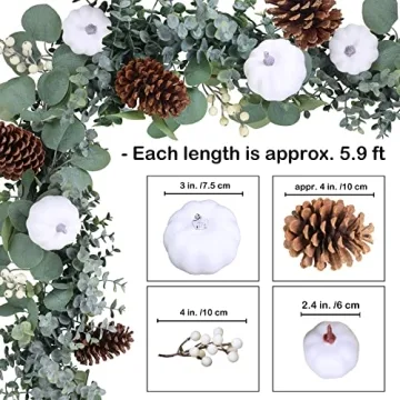 Elegant 5.9' Artificial Eucalyptus & Pumpkin Garland