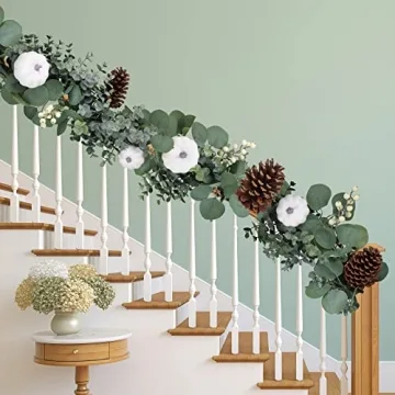 Elegant 5.9' Artificial Eucalyptus & Pumpkin Garland