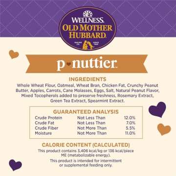 Old Mother Hubbard by Wellness Classic P-Nuttier Value Box Natural Dog Treats, Crunchy Oven-Baked Biscuits, Ideal for Training, Large Size, 6 pound box