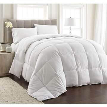Chezmoi Collection All Season Queen Size Down Alternative Comforter - Plush Microfiber Fill - Box Stitch Quilted - Duvet Insert with Corner Tabs (Full/Queen, White)