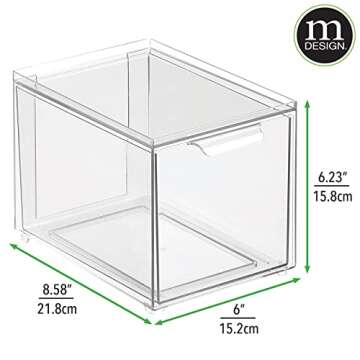 mDesign Plastic Closet Organizer Bin w/Pull Out Drawer - Slim Stackable Storage for Closet - Organiz...