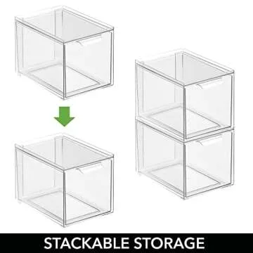 mDesign Clear Plastic Closet Organizer Bin with Drawer