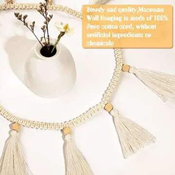 Tatuo Boho Macrame Tassel Garland for Classroom Decor Hanging Tassel Garland Bunting Boho Classroom Decor for Nursery Room Birthday Party Bedroom Dorm(4 Pieces,47.2 Inch)
