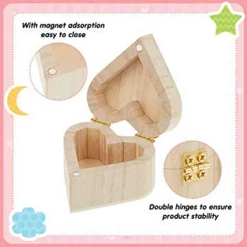 Taiyin 16 Pieces Valentine's Day Wood Box Heart Shaped Unfinished Wood Box with Magnetic Hinged Lid for Valentine's Day Wedding Anniversary Jewelry Craft Storage