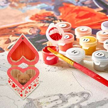 Taiyin 16 Pieces Valentine's Day Wood Box Heart Shaped Unfinished Wood Box with Magnetic Hinged Lid for Valentine's Day Wedding Anniversary Jewelry Craft Storage