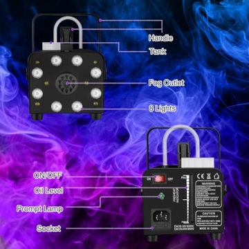 Fog Machine Kit with LED Lights & Remote Control