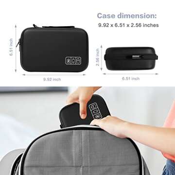 MOSISO Electronic Organizer Travel Case Compatible with MacBook Power Adapter, Compatible with Magic Mouse & Pencil, SD Card, USB Flash Disk with 4 Modular Insert & 2 Cable Tie & Snap Hook, Black