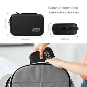 MOSISO Electronic Organizer Travel Case Compatible with MacBook Power Adapter, Compatible with Magic Mouse & Pencil, SD Card, USB Flash Disk with 4 Modular Insert & 2 Cable Tie & Snap Hook, Black