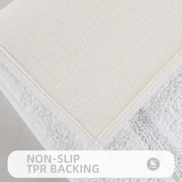 ZOESIOER Bathroom Rugs Sets 2 Piece, Ultra Absorbent Soft Bath Rug, Machine Washable Microfiber Non-Slip Bath Mat for Bathroom Floor, Tub, Toilet, Shower Room, White
