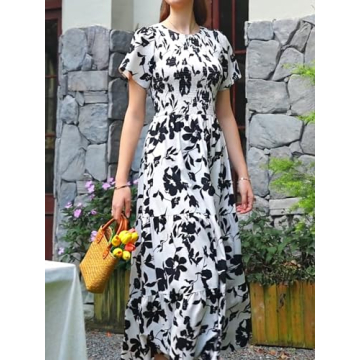 PRETTYGARDEN Floral Maxi Dress for Weddings 2025