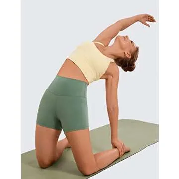 CRZ YOGA Women's Naked Feeling Biker Shorts 4'' - High Waist Yoga Workout Gym Spandex Shorts Vibrant Green Medium