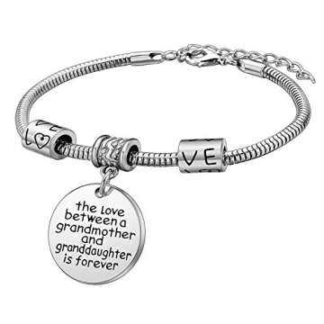 YEEQIN Love between a Grandmother and Granddaughter is Forever Bracelet Family Jewelry Christmas Gift