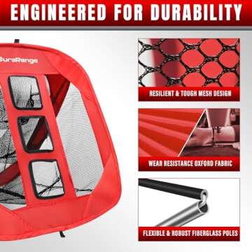 DuraRange Pop-Up Golf Chipping Net, Chip Training Aid for Precision & Distance, Outdoor & Indoor Pra...