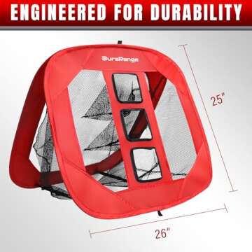 DuraRange Pop-Up Golf Chipping Net, Chip Training Aid for Precision & Distance, Outdoor & Indoor Practice, Best Gift for Golfer, Dad, Husband, Kids - Red