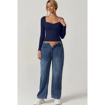 Stylish QINSEN Sweetheart Neck Long Sleeve Top for Women