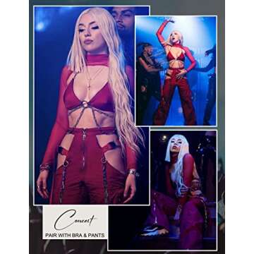 Avidlove Sexy Outfits for Women Clubwear Long Sleeve Crop Top See Through Shirt(Red,L)