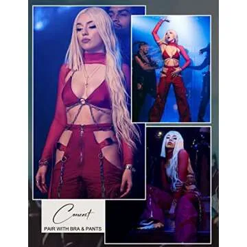 Avidlove Sexy Outfits for Women Clubwear Long Sleeve Crop Top See Through Shirt(Red,L)