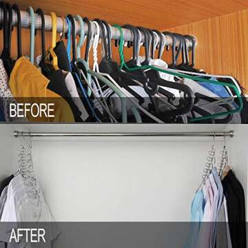 Meetu Space Saving Hangers Magic Cloth Hanger Metal Closet Organizer for Closet Wardrobe Closet Orga...
