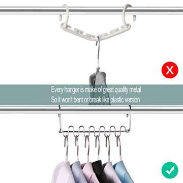 Meetu Space Saving Hangers Magic Cloth Hanger Metal Closet Organizer for Closet Wardrobe Closet Organization Closet System (Pack of 12)