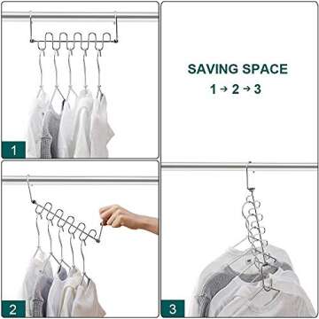 Meetu Space Saving Hangers Magic Cloth Hanger Metal Closet Organizer for Closet Wardrobe Closet Organization Closet System (Pack of 12)