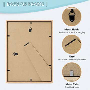 8x10 Picture Frame, Black Wood Photo Frame 5x7 with Mat or 8x10 without Mat with Perspex Glass for Vertical or Horizontal Tabletop Wall Display for Photos, Birthday Christmas Gift, Set of 4