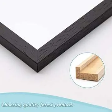 8x10 Picture Frame, Black Wood Photo Frame 5x7 with Mat or 8x10 without Mat with Perspex Glass for Vertical or Horizontal Tabletop Wall Display for Photos, Birthday Christmas Gift, Set of 4