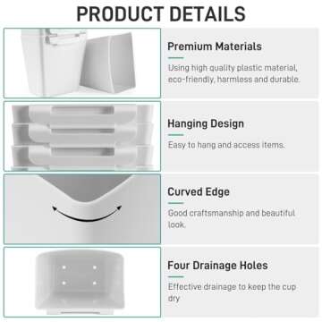 LEZIOA 5 Pack Hanging Cup Holders, Multipurpose Rolling Cart Accessories Utility Cart Accessories Fo...