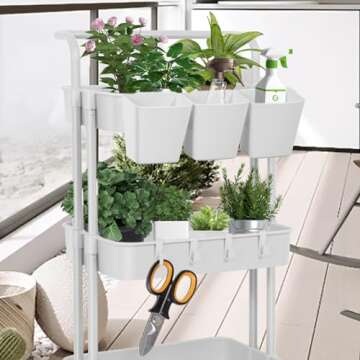 LEZIOA 5 Pack Hanging Cup Holders, Multipurpose Rolling Cart Accessories Utility Cart Accessories For Art Craft Supplies, Space Saving Hanging Storage Basket Pencil Holder Makeup Organizers (White)