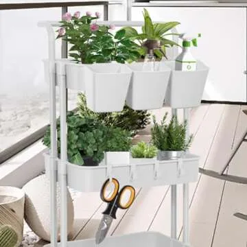 LEZIOA 5 Pack Hanging Cup Holders, Multipurpose Rolling Cart Accessories Utility Cart Accessories For Art Craft Supplies, Space Saving Hanging Storage Basket Pencil Holder Makeup Organizers (White)