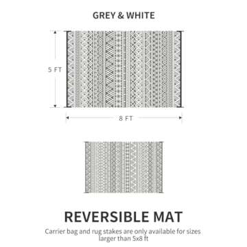 MontVoo-Outdoor Rug Carpet Waterproof 5x8 ft Reversible Patio Rug RV Camping Rug-Plastic Straw Rug O...