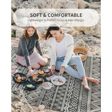 MontVoo-Outdoor Rug Carpet Waterproof 5x8 ft Reversible Patio Rug RV Camping Rug-Plastic Straw Rug Outside Indoor Outdoor Area Rug for Patio Deck Balcony Picnic Beach Outdoor Decor Boho Grey