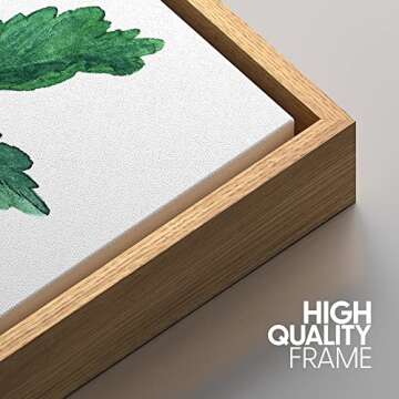 NWT Framed Wall Art Print Set Green Forest Leaf Trio Nature Plants Illustrations Modern Art Rustic Group Relax/Calm Multicolor Ultra for Living Room, Bedroom, Office - 16"x24"x3 Natural