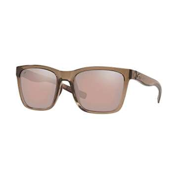 Costa Del Mar Women's Panga Square Sunglasses - Shiny Taupe Crystal with Copper Silver Polarized Len...